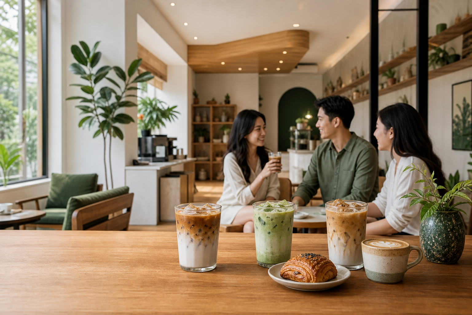 Minuman Kopi Janji di meja cafe modern